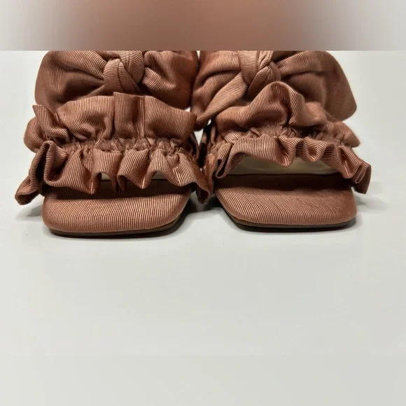 Gianni Bini Dusty Rose Open Toe Bow and Ruffle Slip On Heel Size 6.5 - Picture 11 of 12